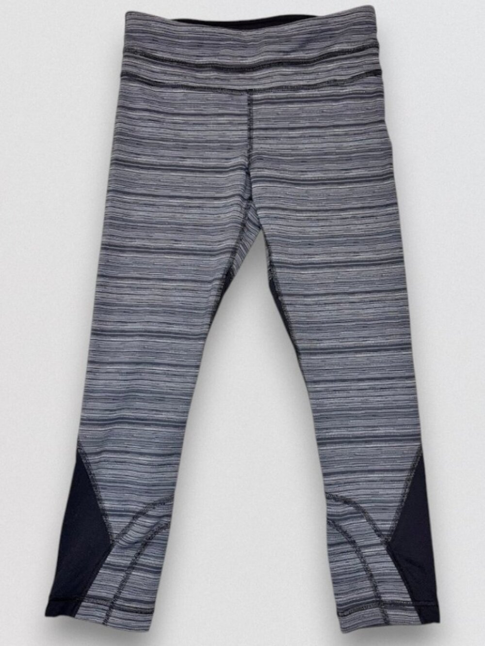 Gray Heathered Crop Leggings Zip Pocket Mid Rise Capri Yoga Pants Smal